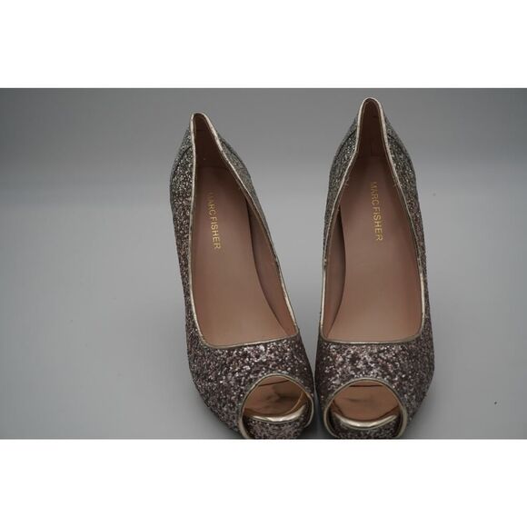 Marc Fisher Silver Ombre Glitter Peep Toe Sparkling Chic Evening Party Pumps 8.5 - Picture 8 of 8